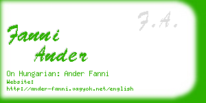 fanni ander business card